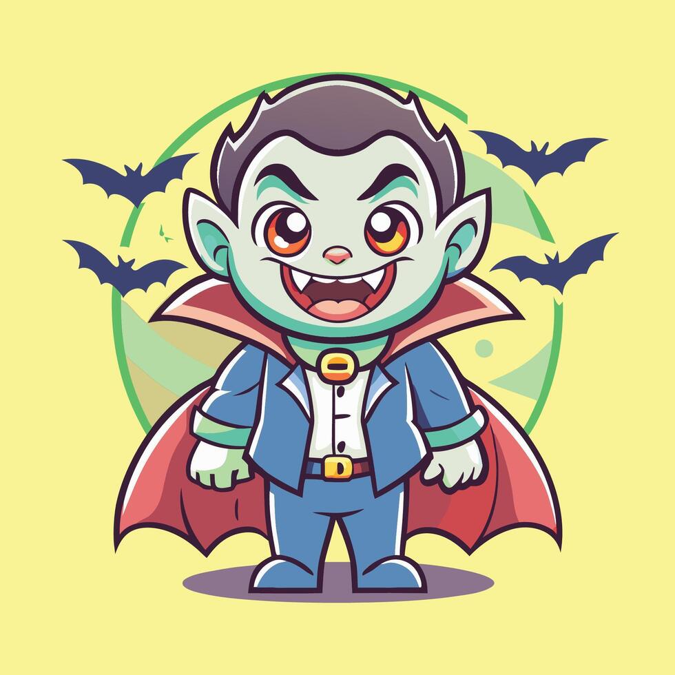 Enchanting Illustration of an Adorable Dracula Character vector