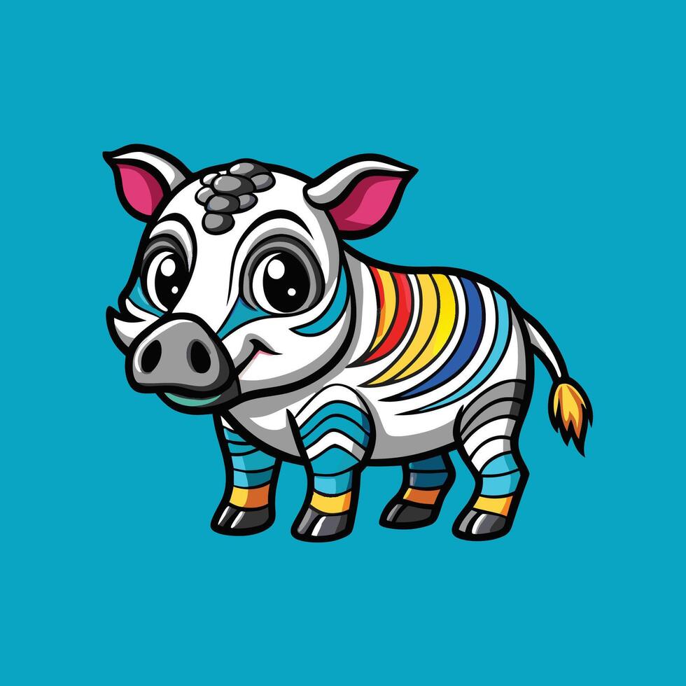 Captivating 3D Render of an Adorable Babirusa with a Vibrant and Colorful Background vector