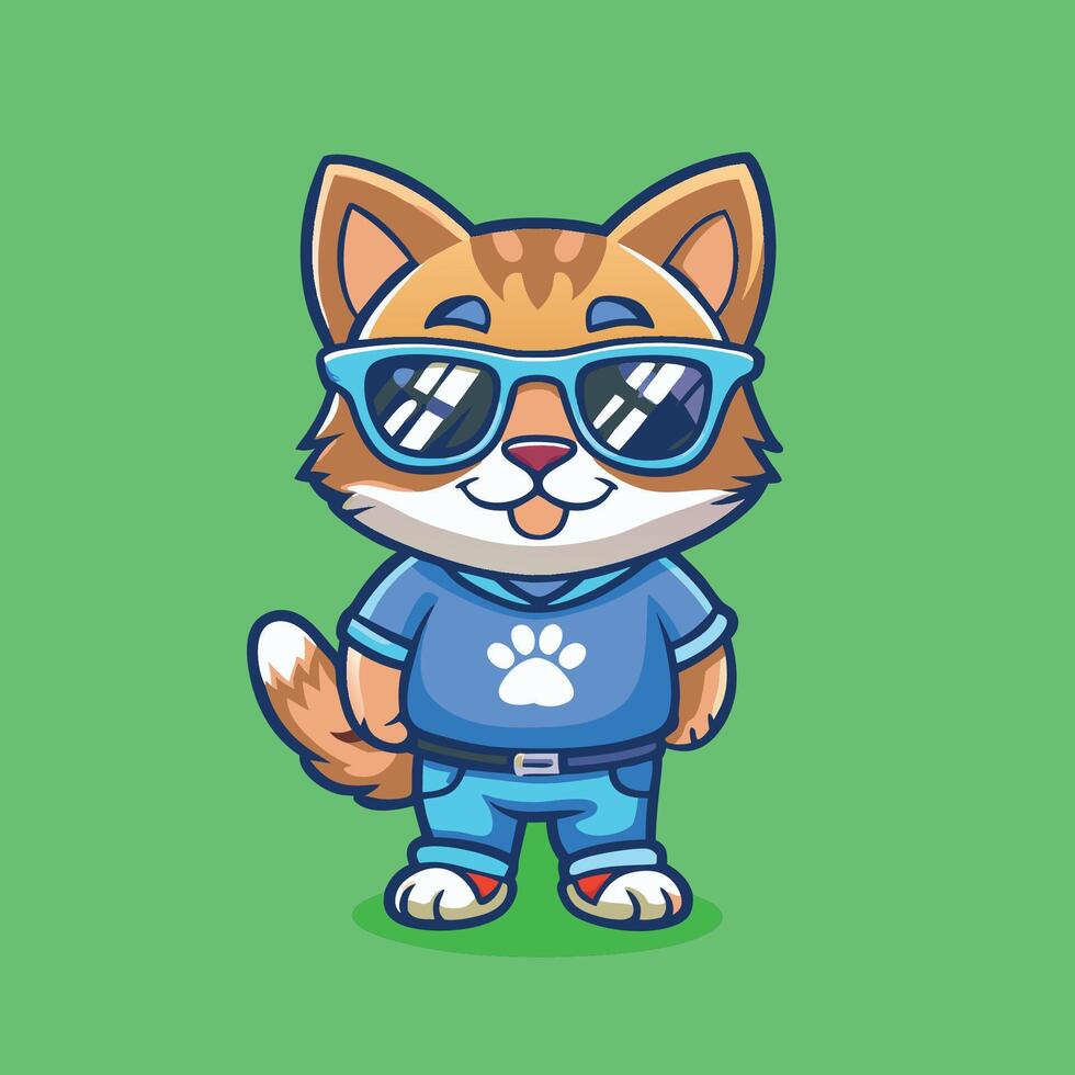 Cool Cat Wearing Sunglasses A Stylish and Eye-Catching Mascot Character Logo vector