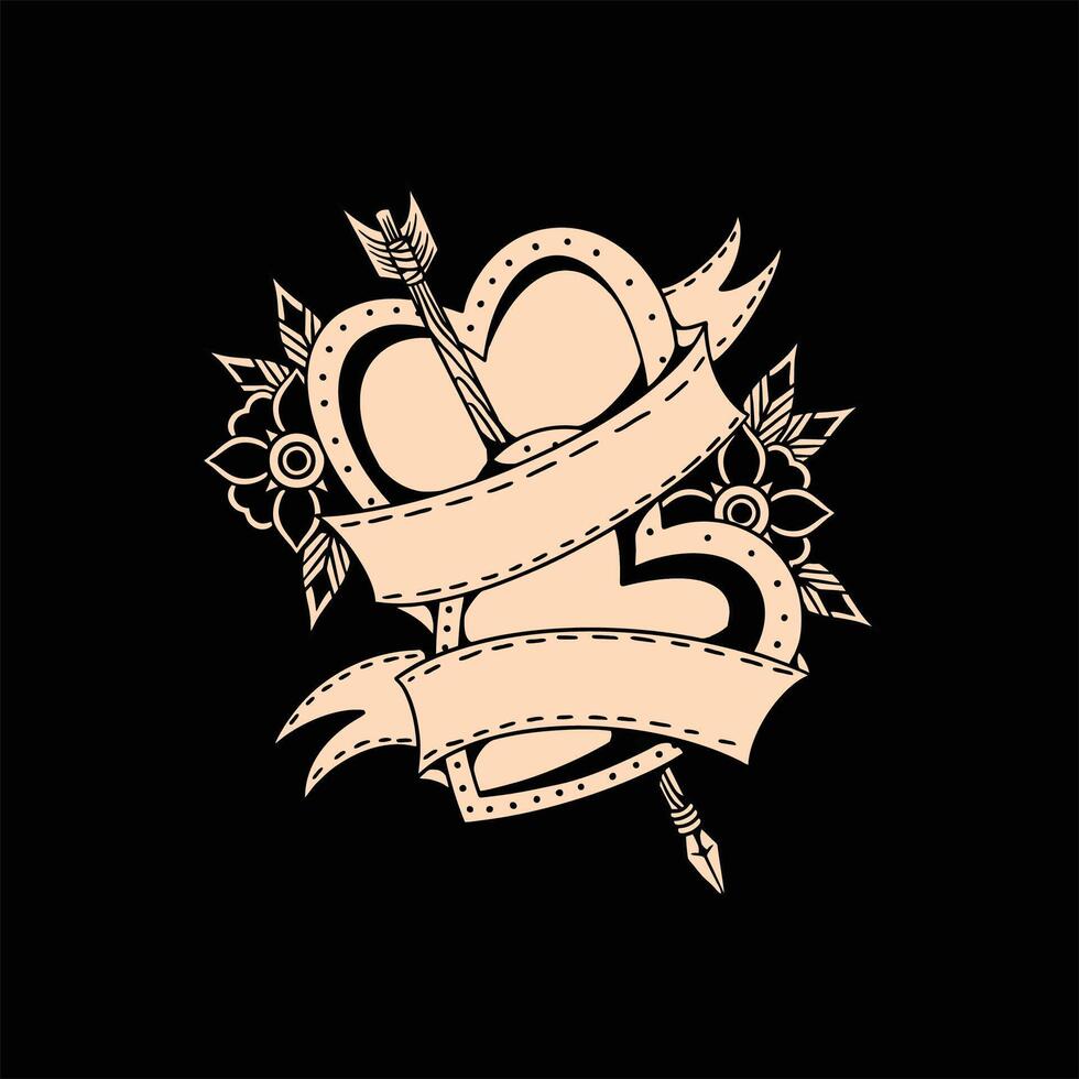 couple love tattoo design vector