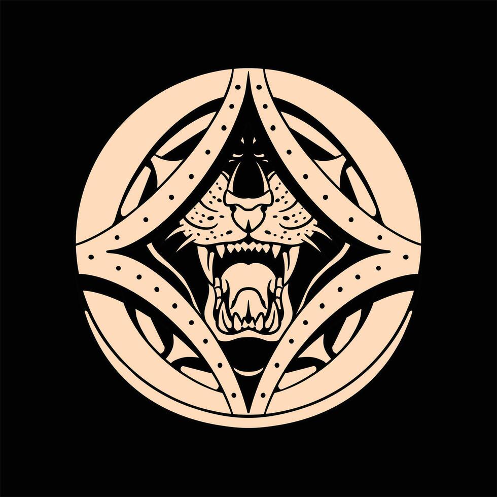 panther medalion tattoo design vector