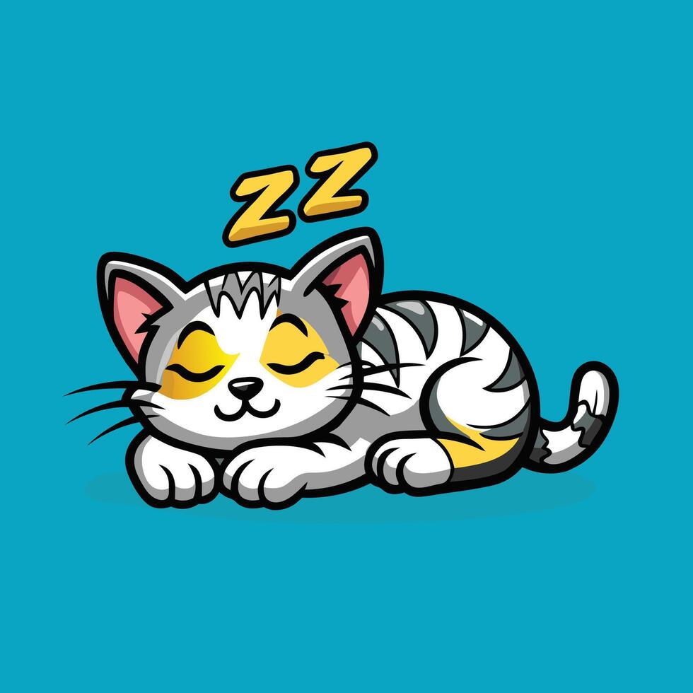 Sleepy Feline Adorable Cartoon Illustration of a Sleeping Cat vector
