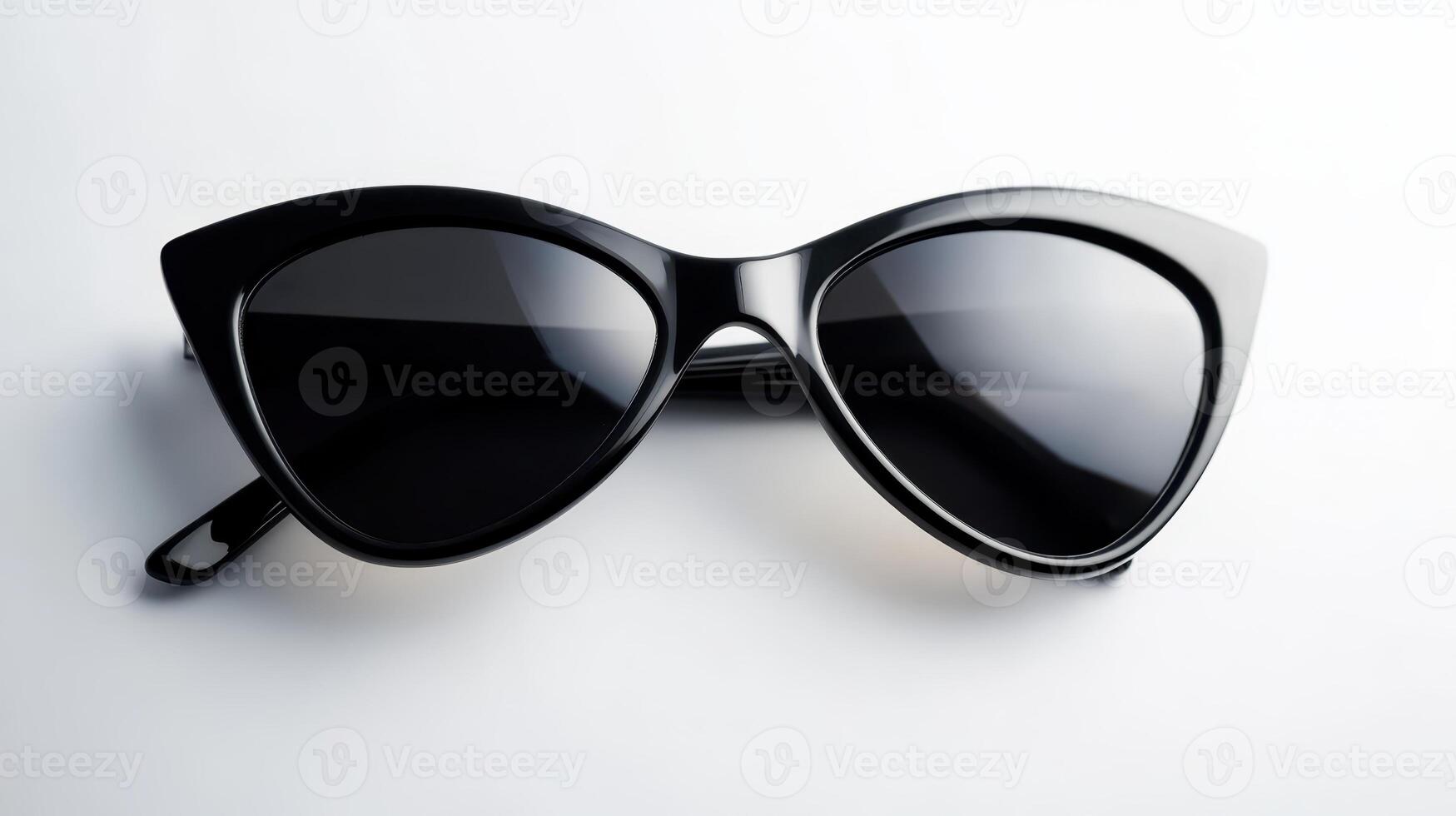Chic black cat-eye sunglasses resting on a light background ready for stylish summer outings or beach adventures during the sunny season photo