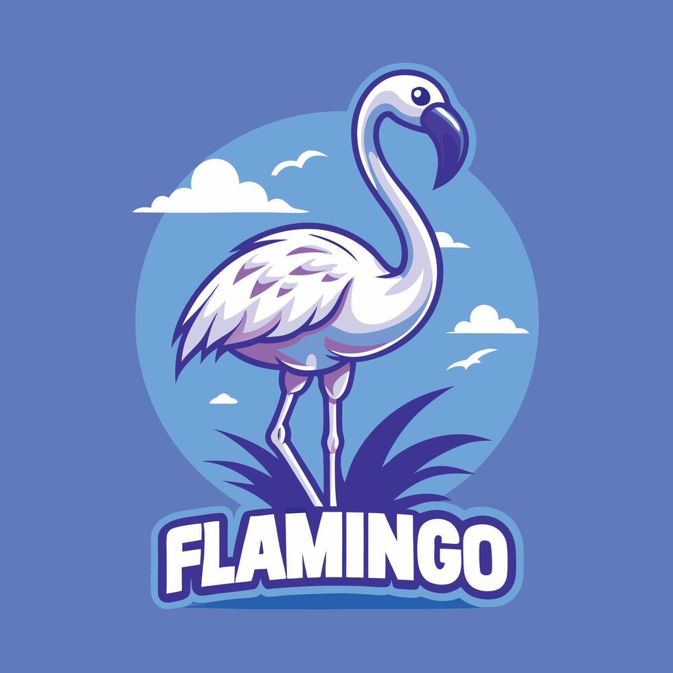 Graceful Flamingo Silhouette in Logo Illustration Style vector