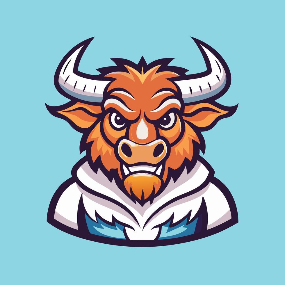 Fierce Buffalo Mascot with a Determined Gaze and Comic Style vector