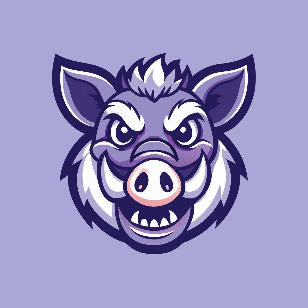 Cartoonish Illustration of a Mighty Boar Head Mascot Logo Character vector