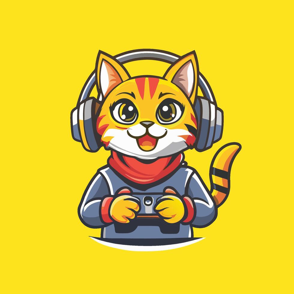 Ferocious Gamer Cat Logo Mascot for Gamers and Esports vector