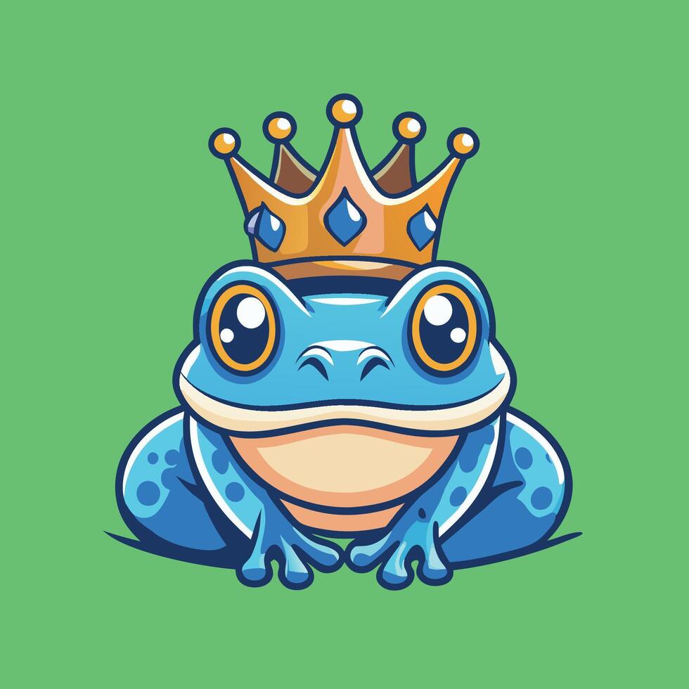 Regal Amphibian Logo Illustration of a Crowned Frog Mascot Cartoon vector