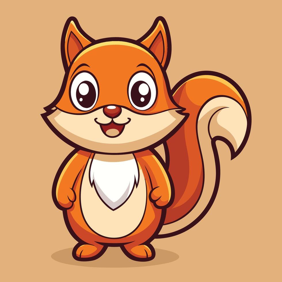 Adorable Cartoon Mascot Squirrel Character in a Playful Pose vector