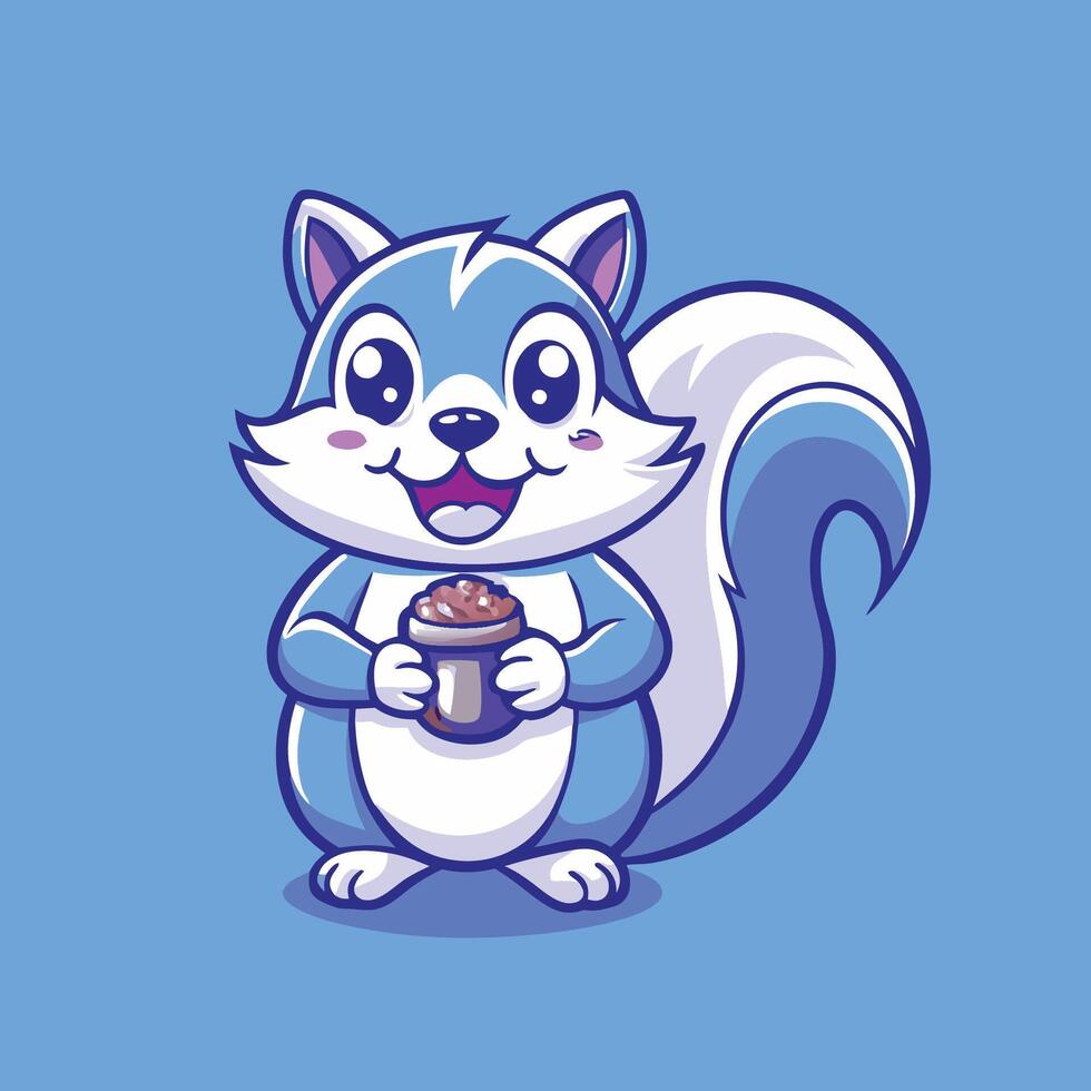 Cute Squirrel Character Mascot Holding a Nut in Format vector