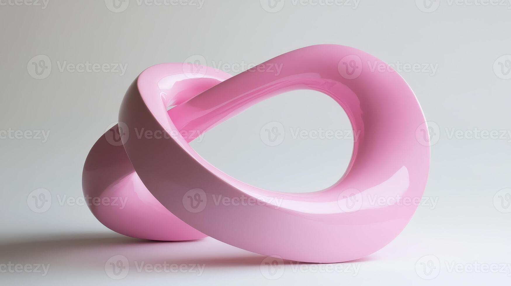 Bright pink abstract sculpture showcasing intertwined forms, emphasizing modern design and artistic expression in a minimalist setting photo