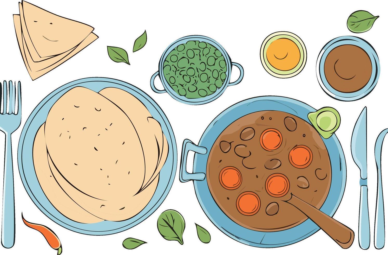 homemade meal illustration with copy space vector