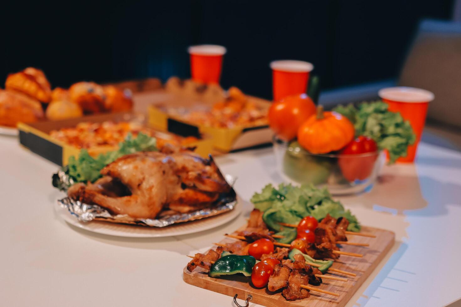 A table with food on it photo