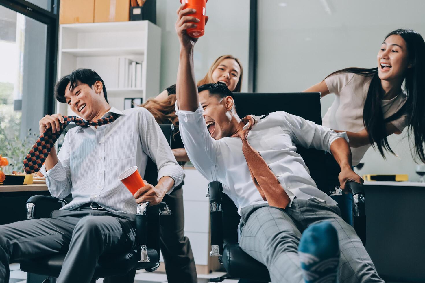 Group of business people having fun in office photo