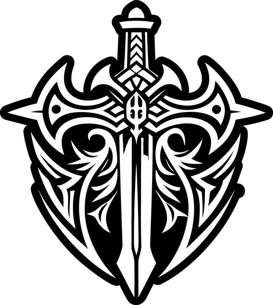 A solid style icon of sword symbol vector