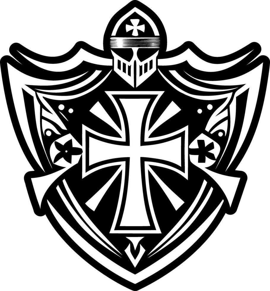 A glyph style icon of knight templar symbol vector