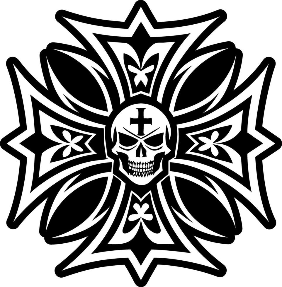 A glyph style icon of skull tattoo symbol vector