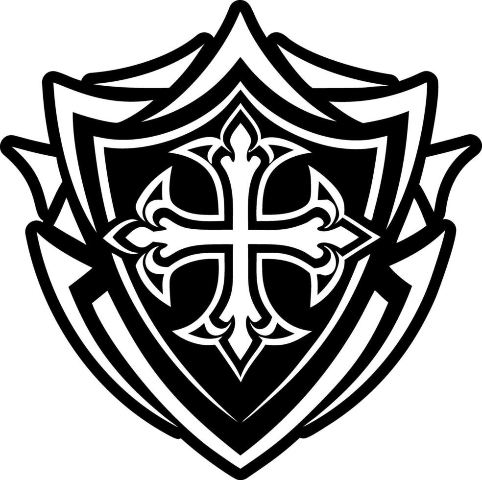 Protection shield icon in glyph style vector
