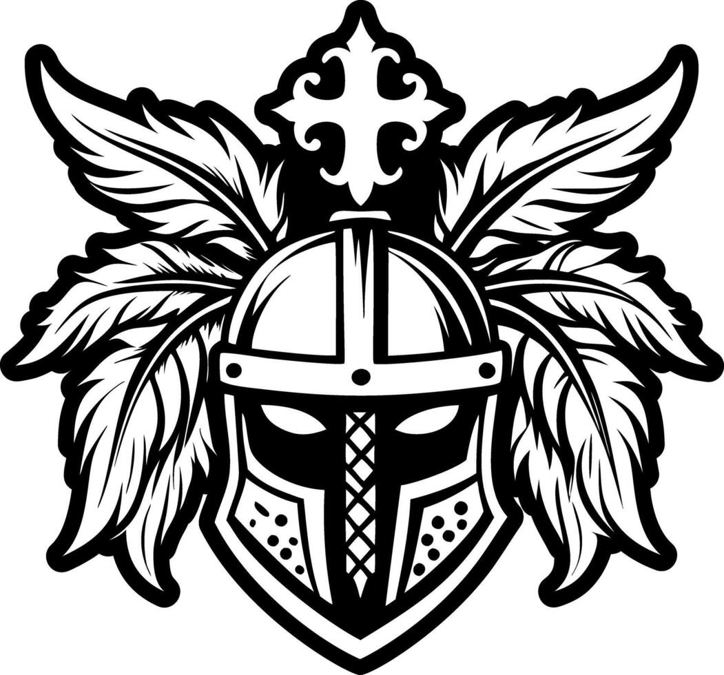 A glyph style icon of feathered helmet symbol vector