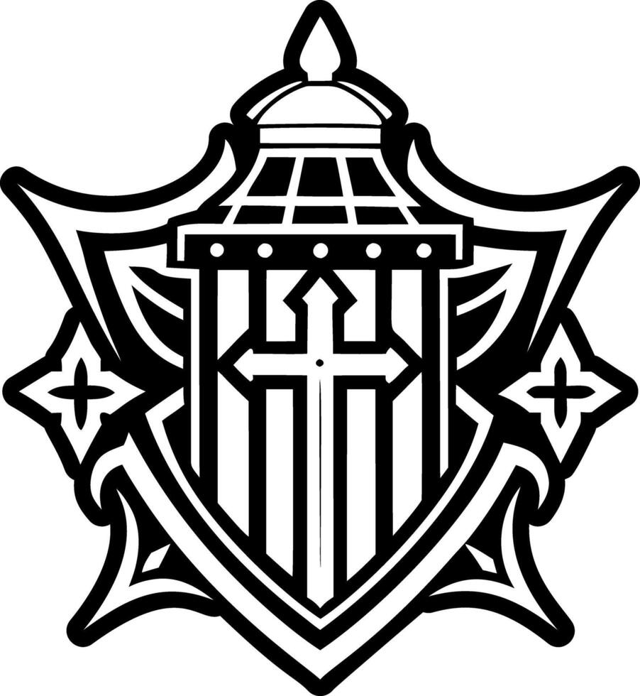 A glyph style icon of guard post symbol vector