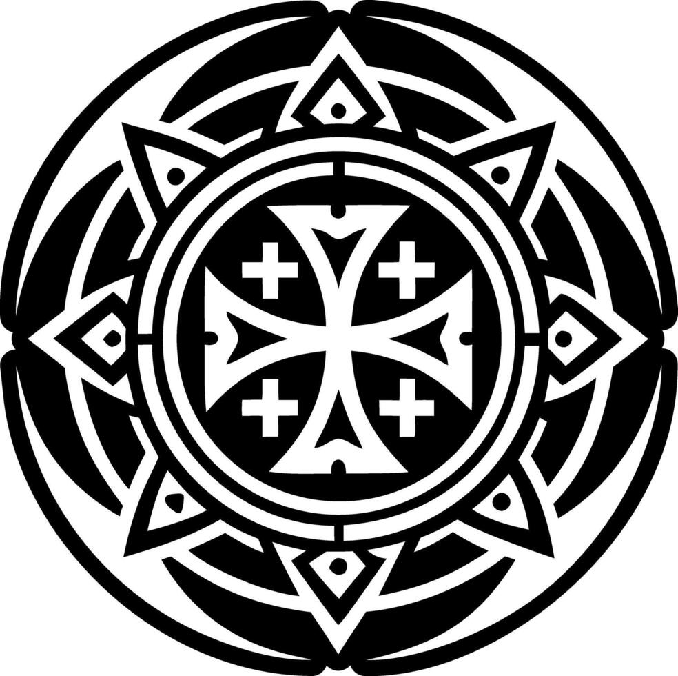 A solid style icon of sacred cross symbol vector