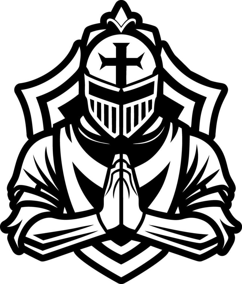 Knight prayer icon in glyph style vector