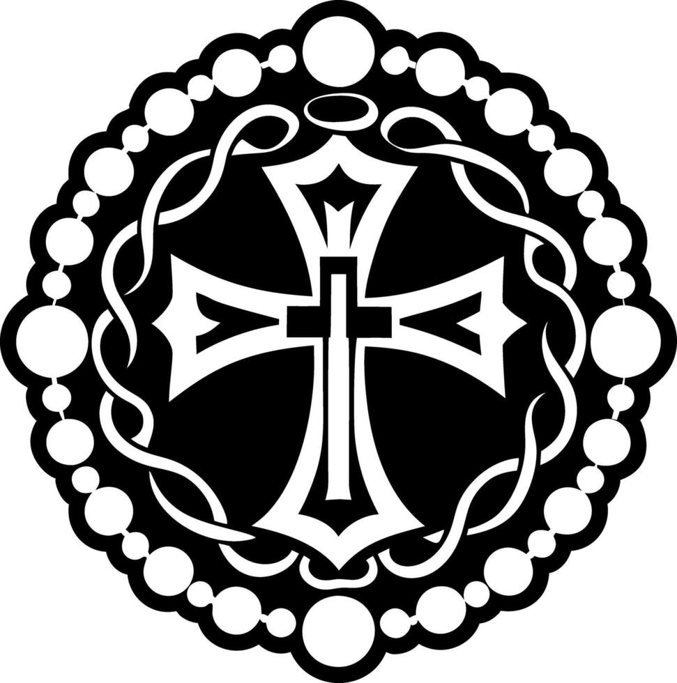 A glyph style icon of cross rosary symbol vector