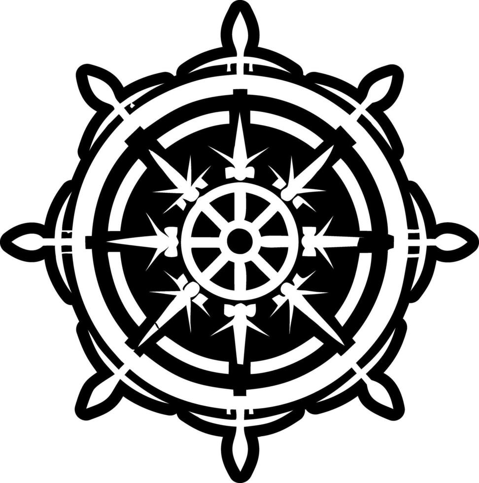 A glyph style icon of medieval rudder symbol vector