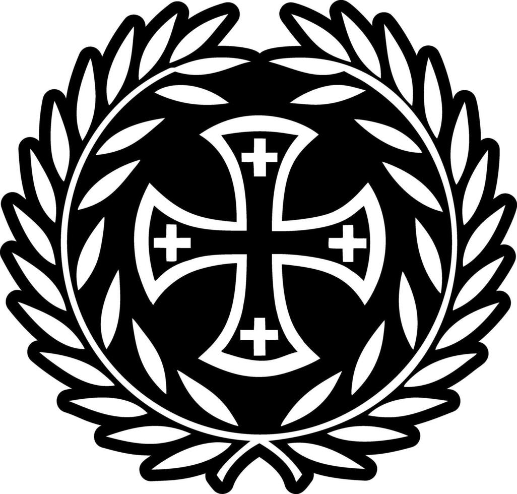 Laurel wreath symbol icon in solid style vector