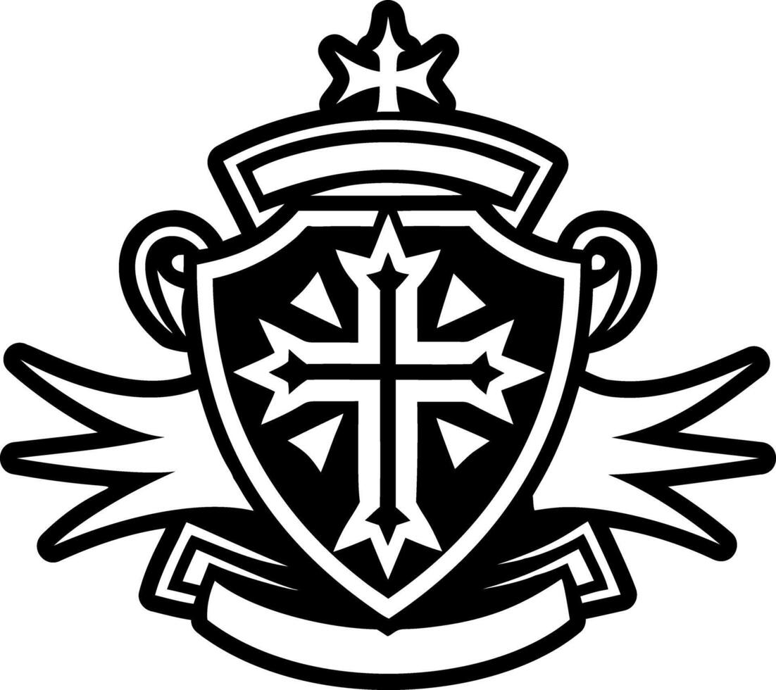 A solid style icon of templar banner symbol vector
