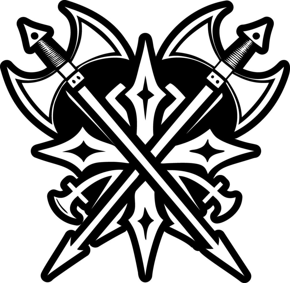 A solid style icon of crosses weapons symbol vector
