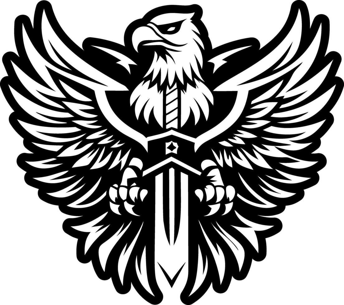A filled style icon of eagle sword symbol vector
