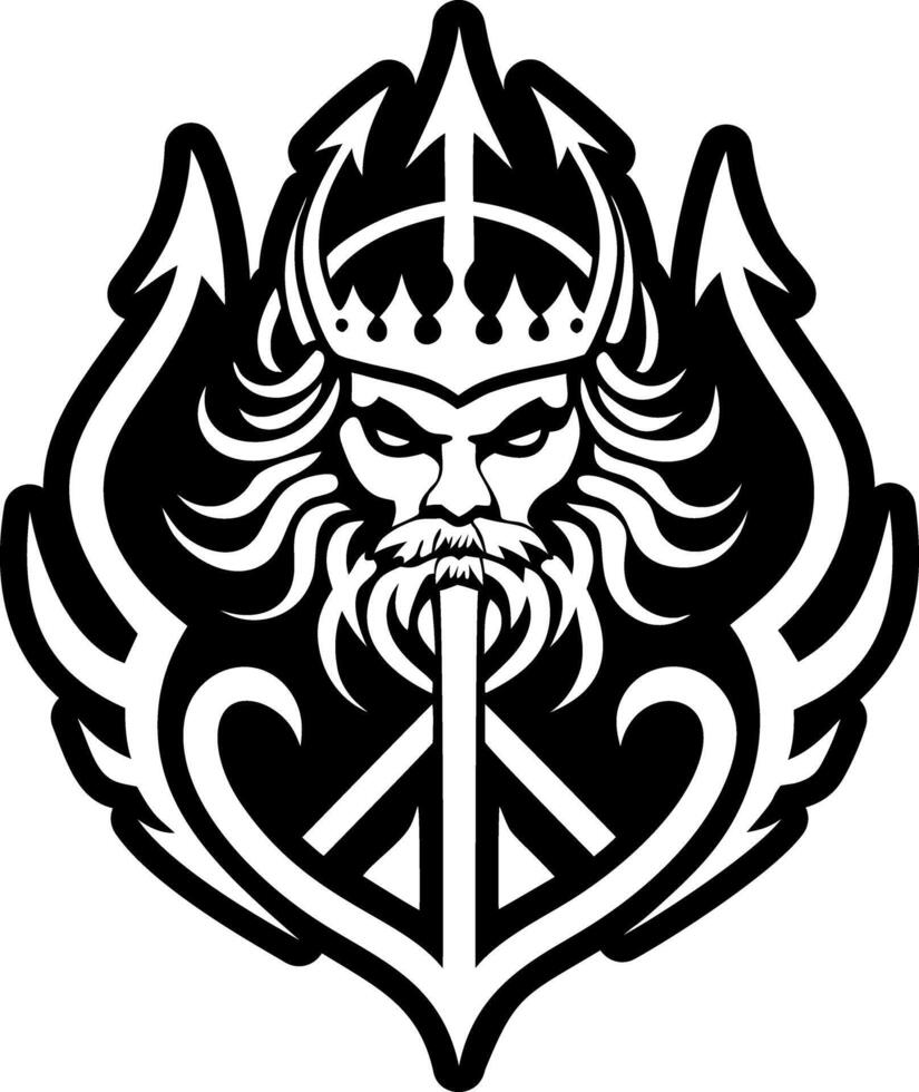 Poseidon trident symbol icon in solid style vector