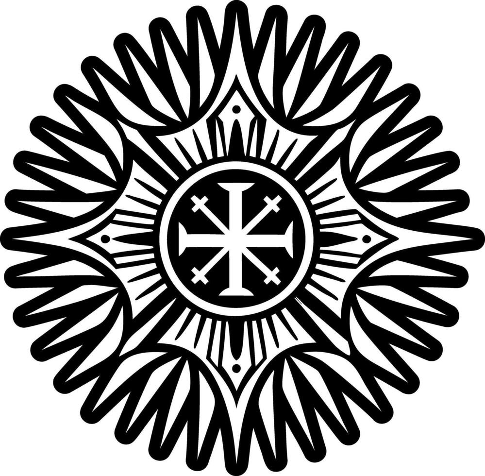 A solid style icon of templar sun symbol vector