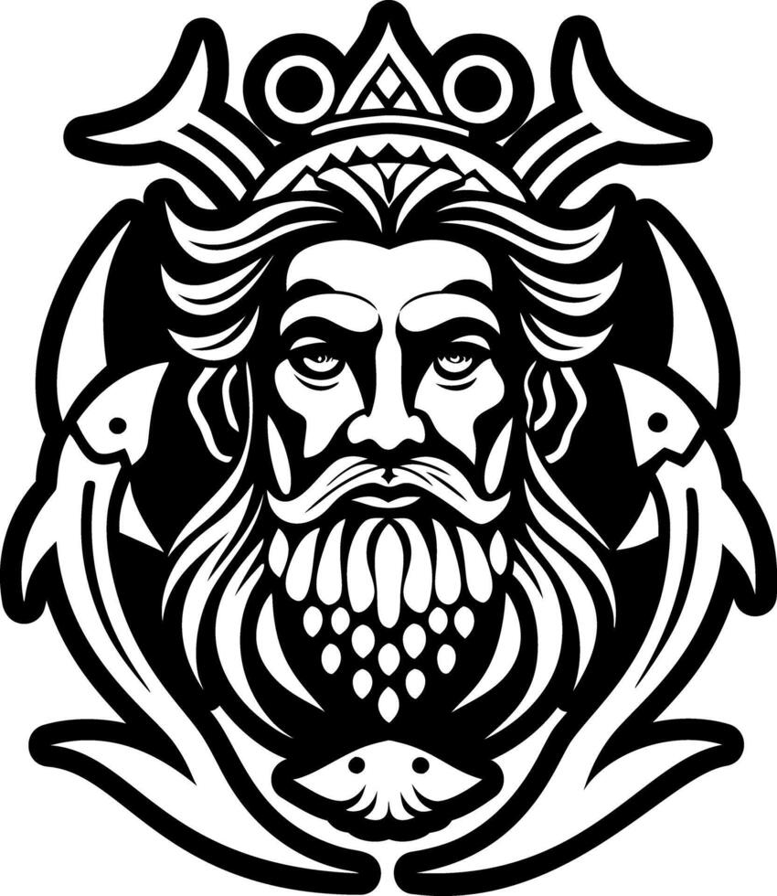 Poseidon fish icon in glyph style vector