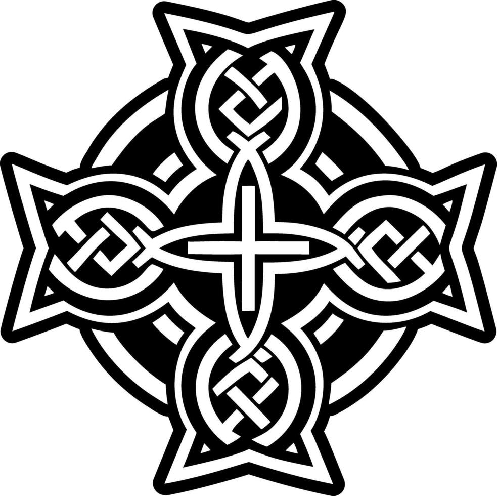 Celtic cross symbol icon in solid style vector