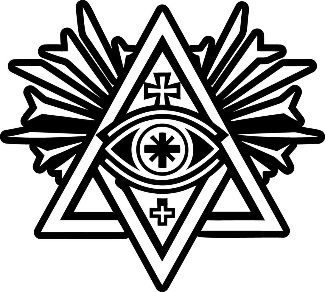 A solid style icon of all seeing symbol vector