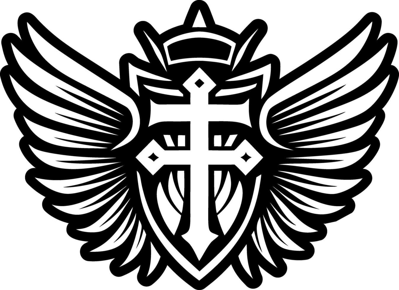 A solid style of angel wings symbol vector
