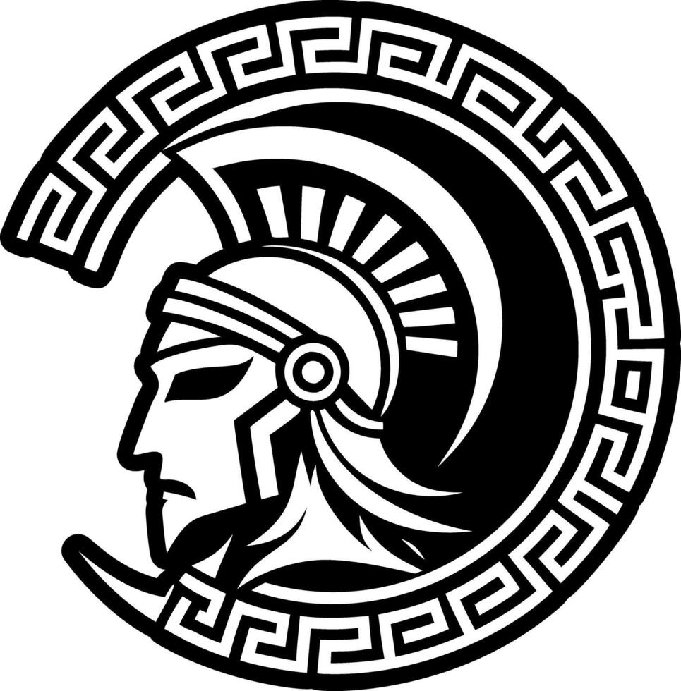 A filled style icon of athena helmet symbol vector