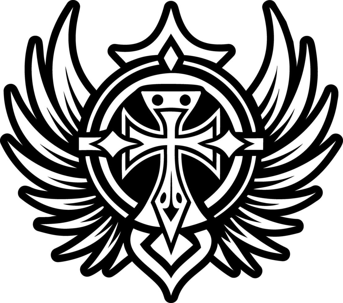 A filled style icon of wings seal symbol vector