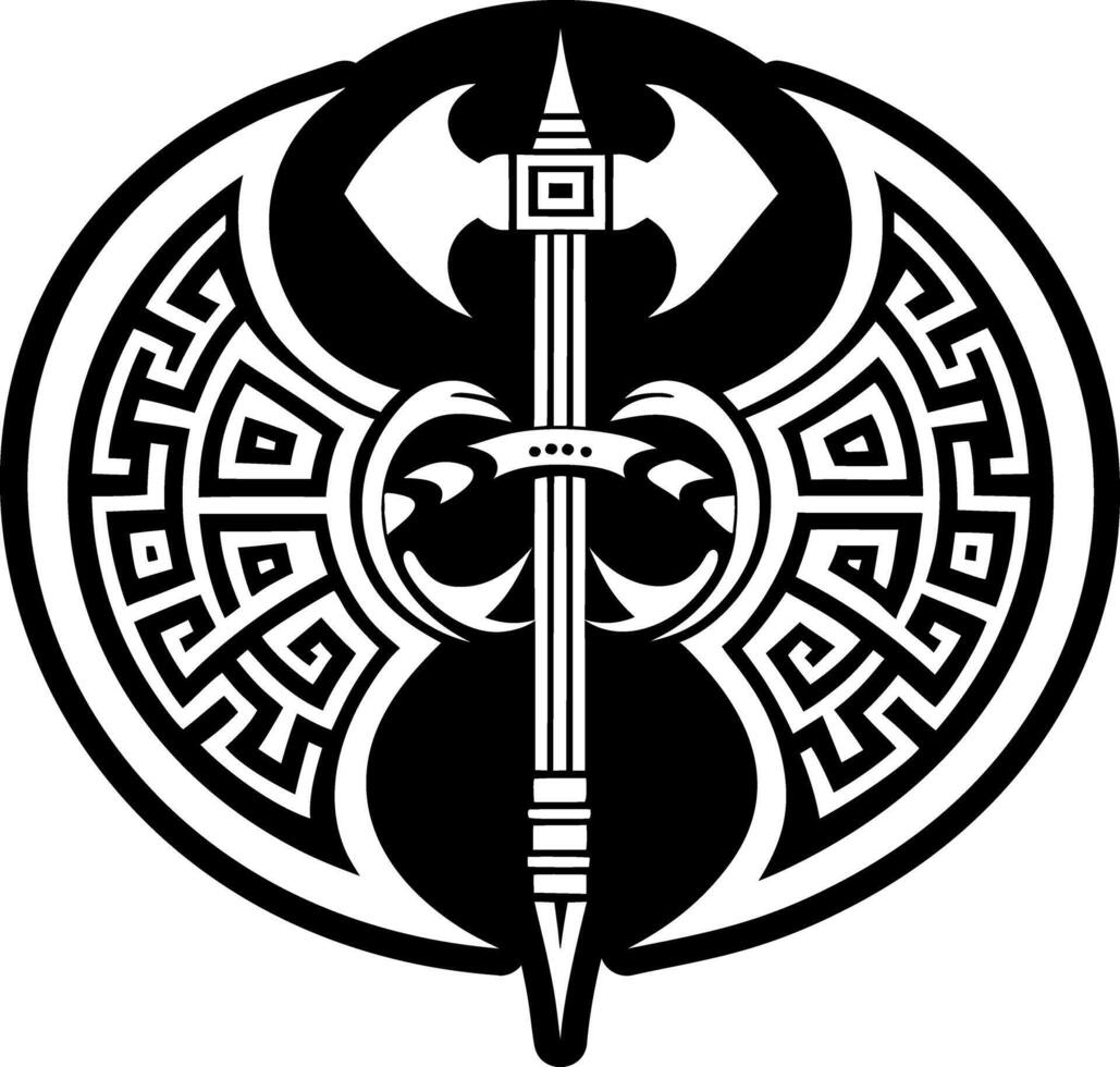 A solid style icon of labrys weapon symbol vector