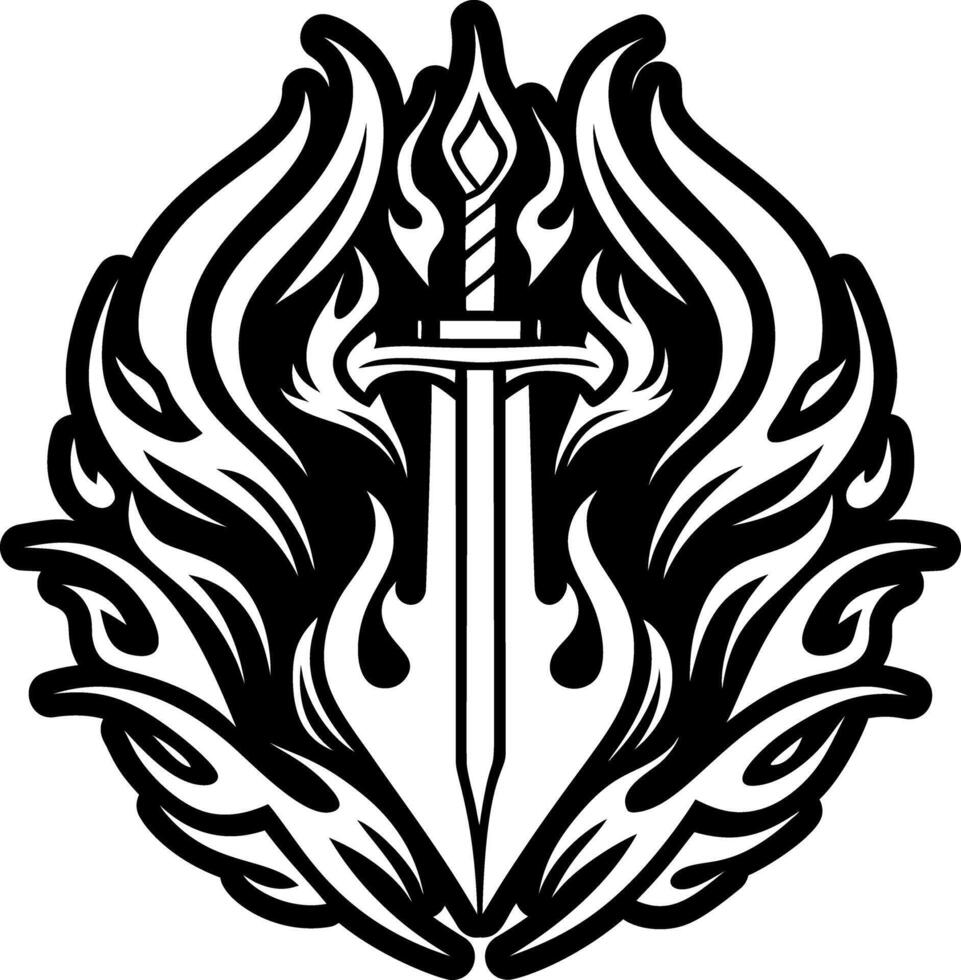 A solid style icon of burning sword symbol vector