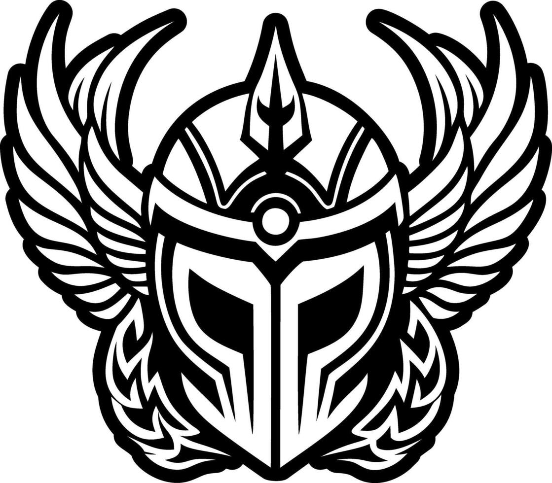 Warrior helmet symbol icon in solid style vector