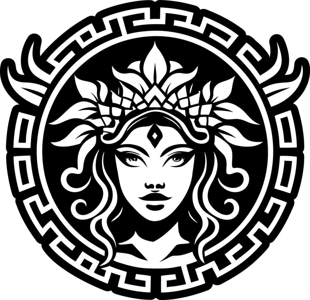 Persephone goddess symbol icon in solid style vector