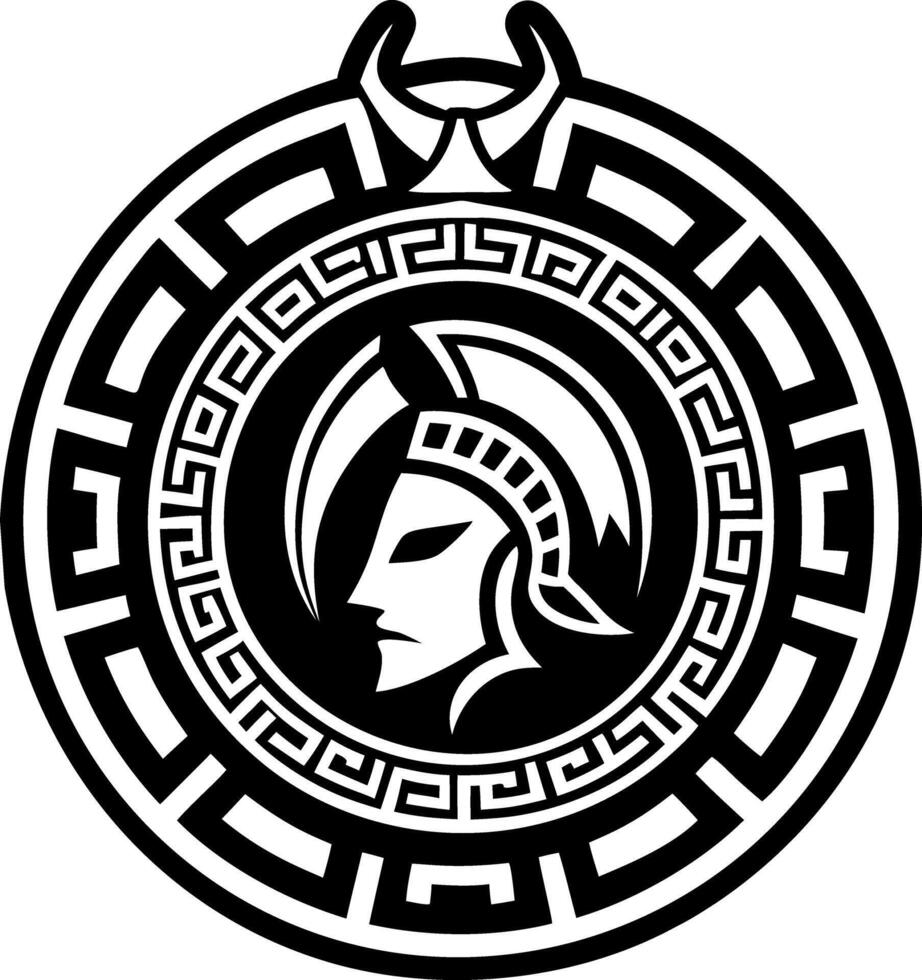 A glyph style icon of achilles shield symbol vector