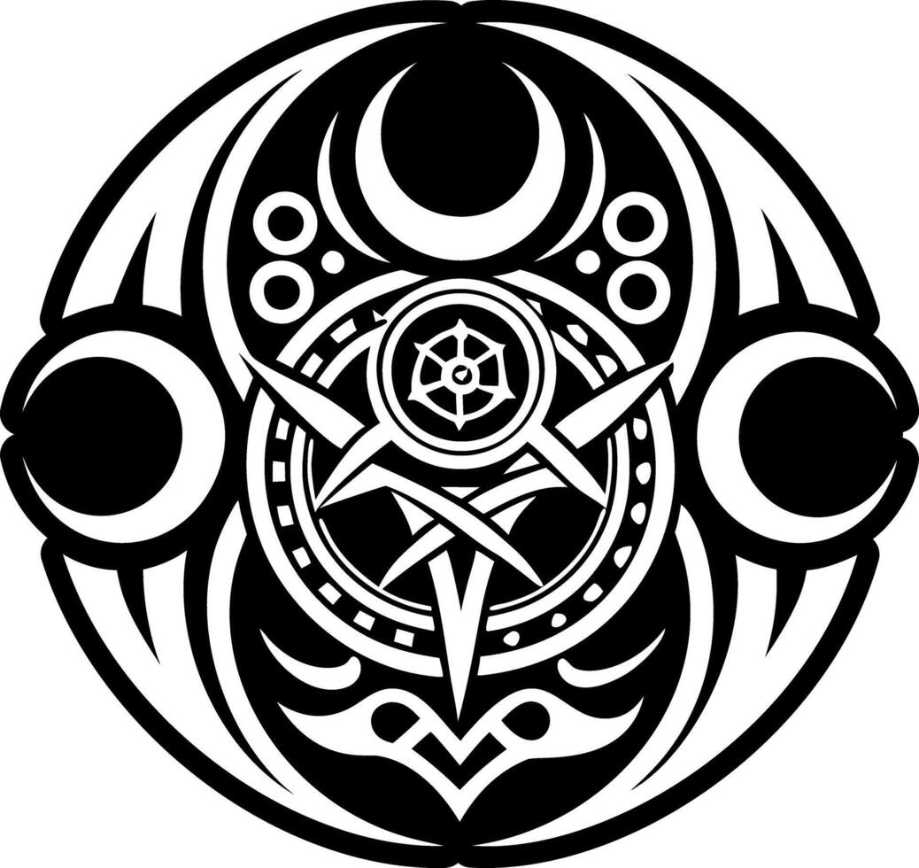A solid style icon of triple moon symbol vector