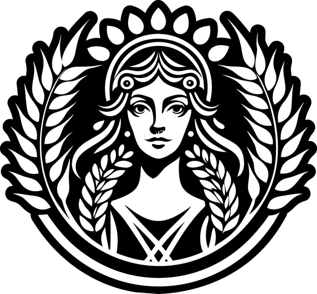 A solid style icon of wheat goddess symbol vector