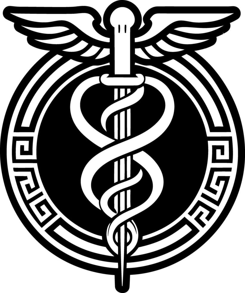 A glyph style icon of rod asclepius symbol vector