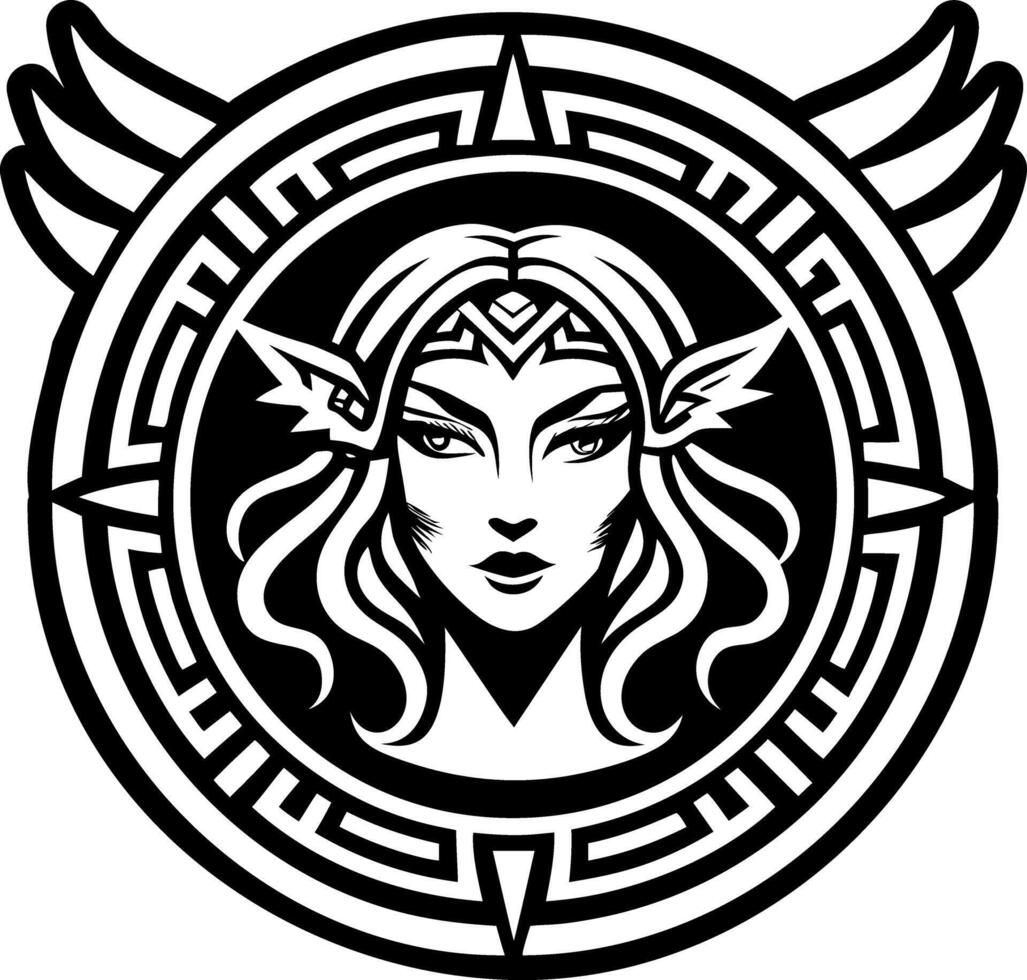 A solid style icon of artemis goddess symbol vector
