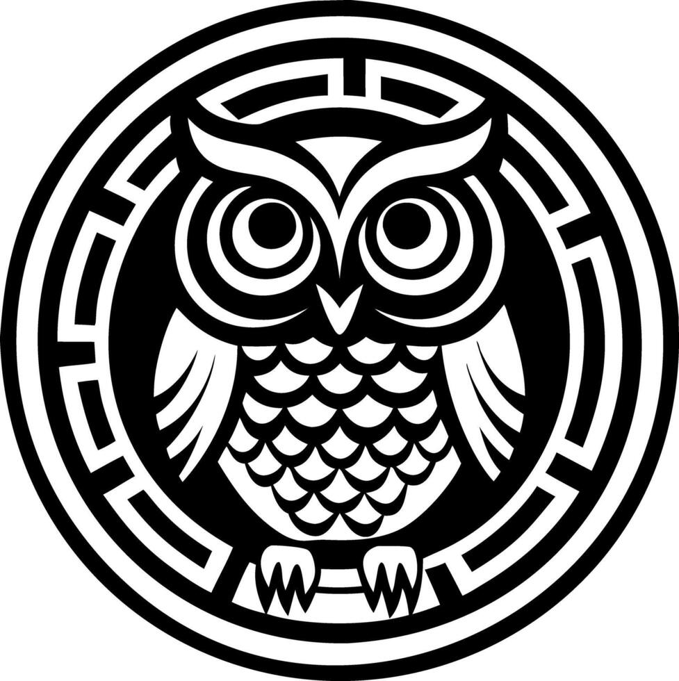 A solid style icon of athena owl symbol vector